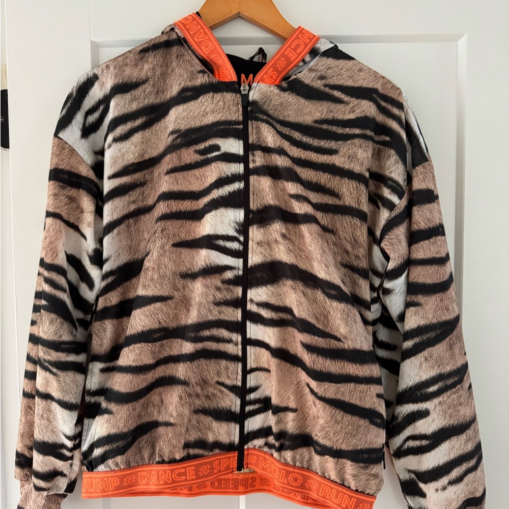 Molo Black and Orange Tiger Print Windbreaker NWOT size 15/16